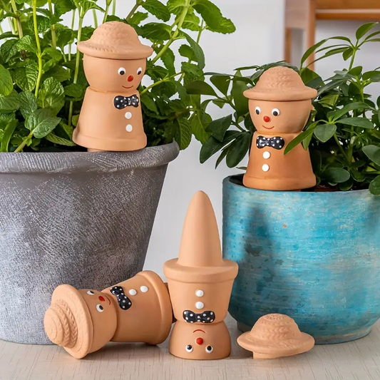 4 One Pottery Clay Watering Spikes, Ceramic Scarecrow Water Seepage Device, Red Soil Automatic Watering System, Lazy Gardening Irrigation Tools, 4pcs of Automatic Watering for Holiday Plants, Basin Accessories