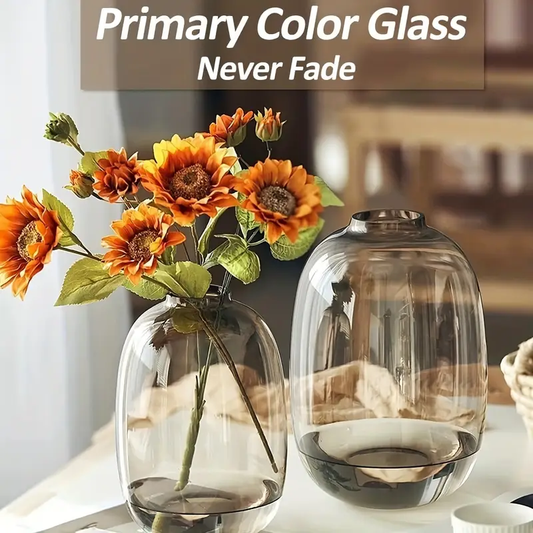 Elegant Glass Vase in Brown, Gray, or Clear - Perfect for Long Stem Flowers & Centerpieces, Ideal for Home Decor