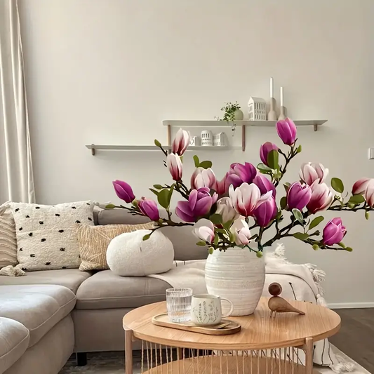 Luxury Jade Orchid Set of 6- Realistic Petals and Leaves, Decorative Living Room Entrance Table Ornament Suitable for Home, Office, and Wedding Decoration, Spring/Summer, Anniversary -3 Purple 3 Pink